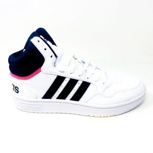 Adidas Hoops 3.0 Mid White Black Womens Leather Basketball Sneakers GW5455